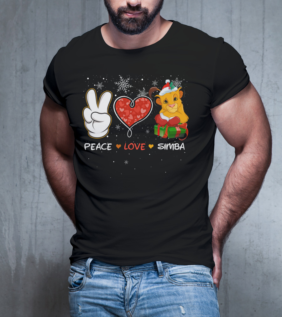 Peace Love Simba Christmas Gift Snowflakes T-Shirt