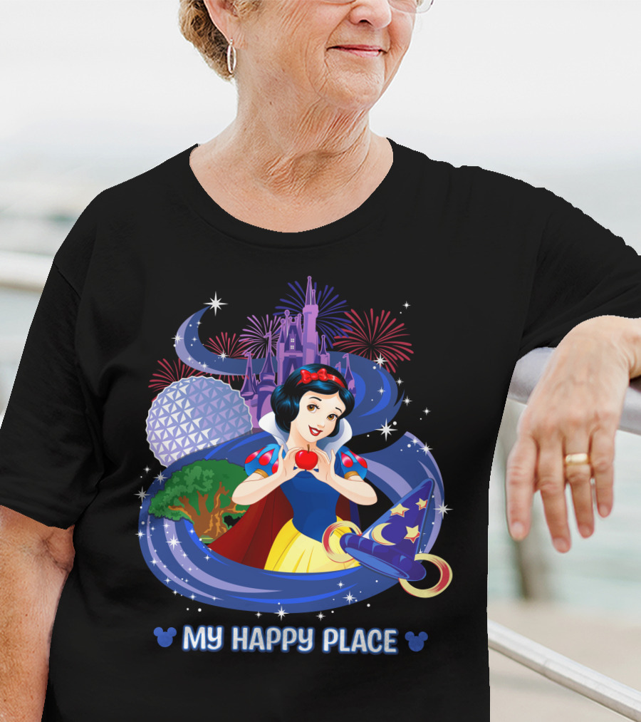 Snow White My Happy Place Disney Magic Kingdom Epcot Fireworks Sorcerer Hat T-Shirt