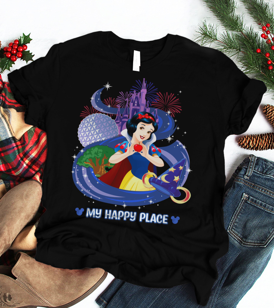 Snow White My Happy Place Disney Magic Kingdom Epcot Fireworks Sorcerer Hat T-Shirt
