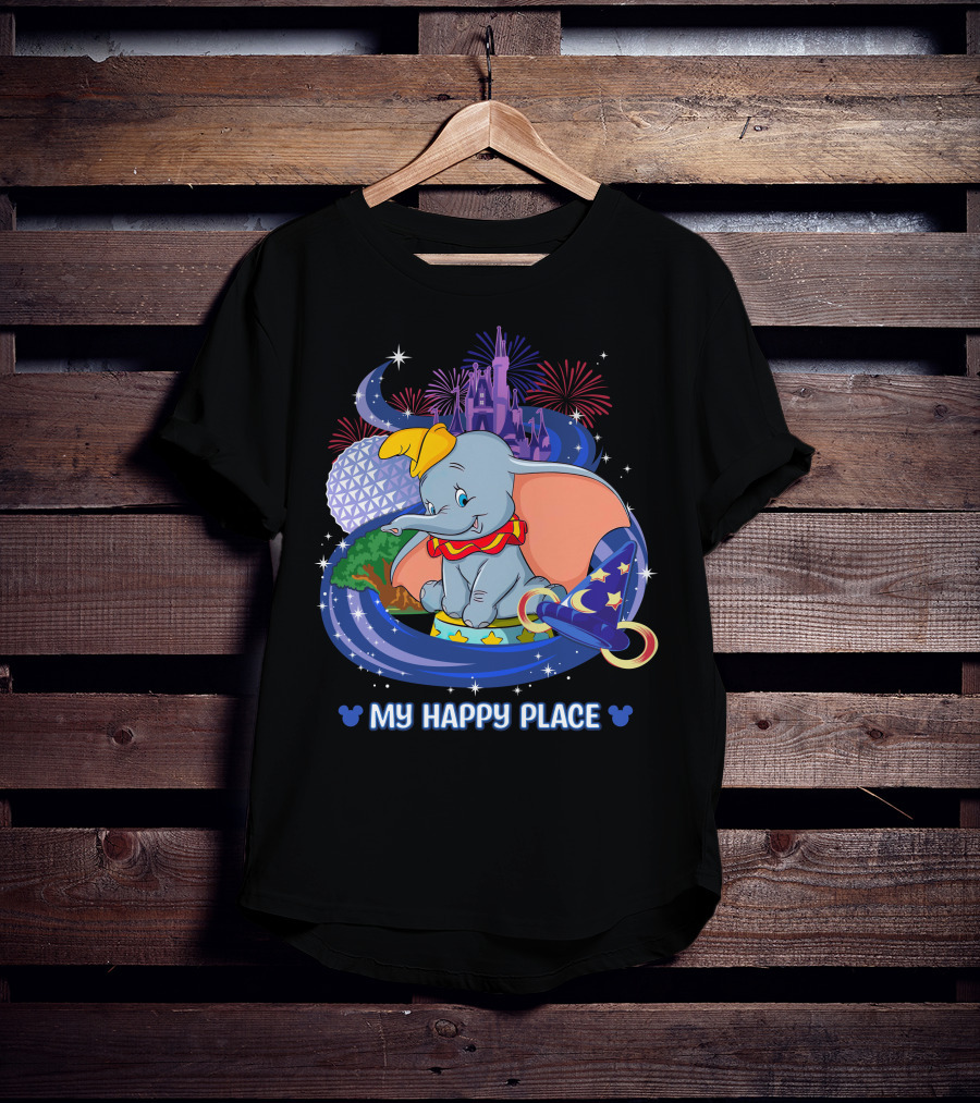 My Happy Place Dumbo Castle Magic Hat Icons T-Shirt