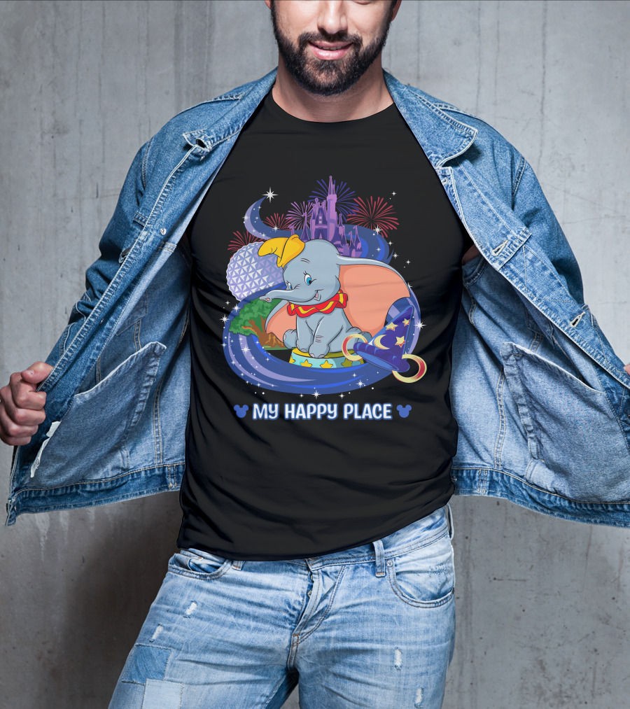 My Happy Place Dumbo Castle Magic Hat Icons T-Shirt