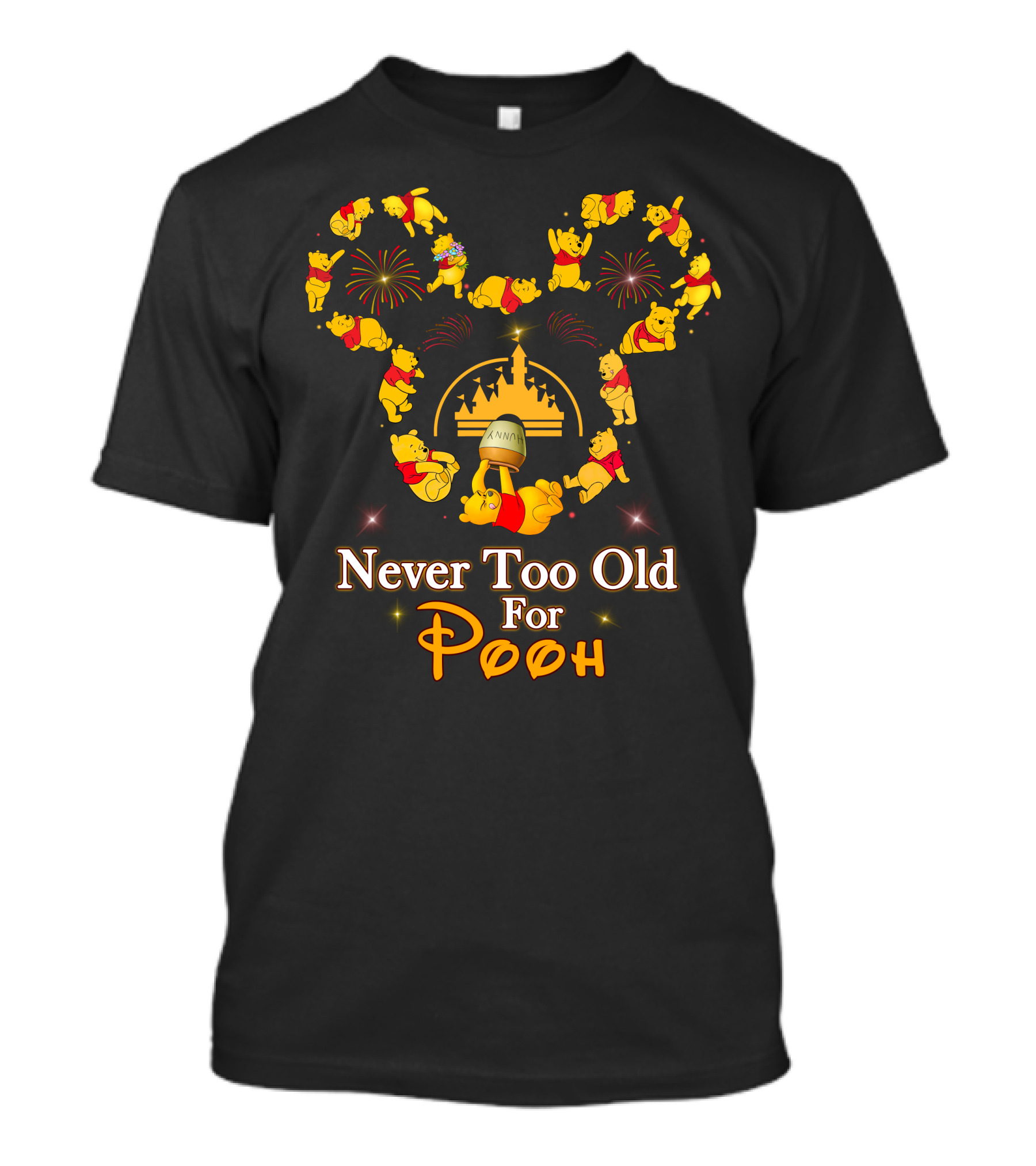 Never Too Old For Pooh Disney Castle Fireworks Celebration T-Shirt