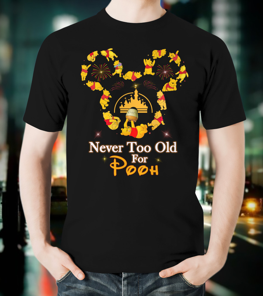 Never Too Old For Pooh Disney Castle Fireworks Celebration T-Shirt