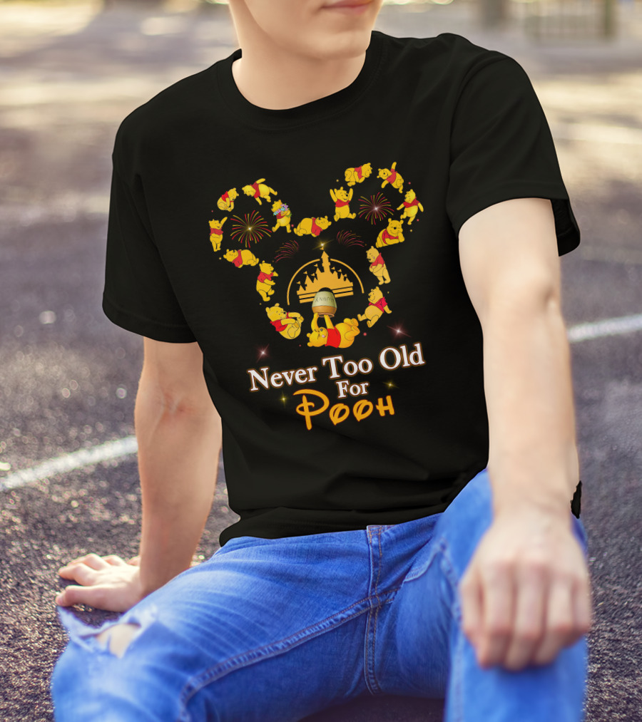 Never Too Old For Pooh Disney Castle Fireworks Celebration T-Shirt