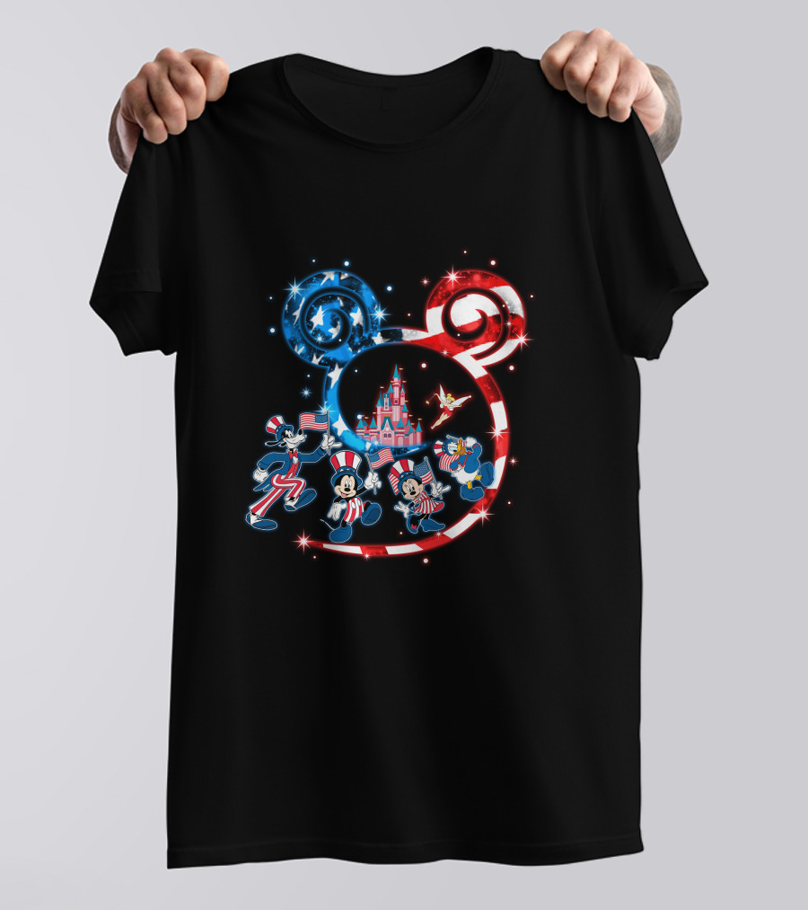 Mickey Mouse Patriotic Bling Donald Duck Goofy 4Th Of July Celebration T-Shirt
