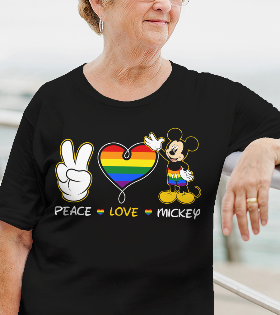 PEACE LOVE MICKEY Rainbow Pride T-Shirt