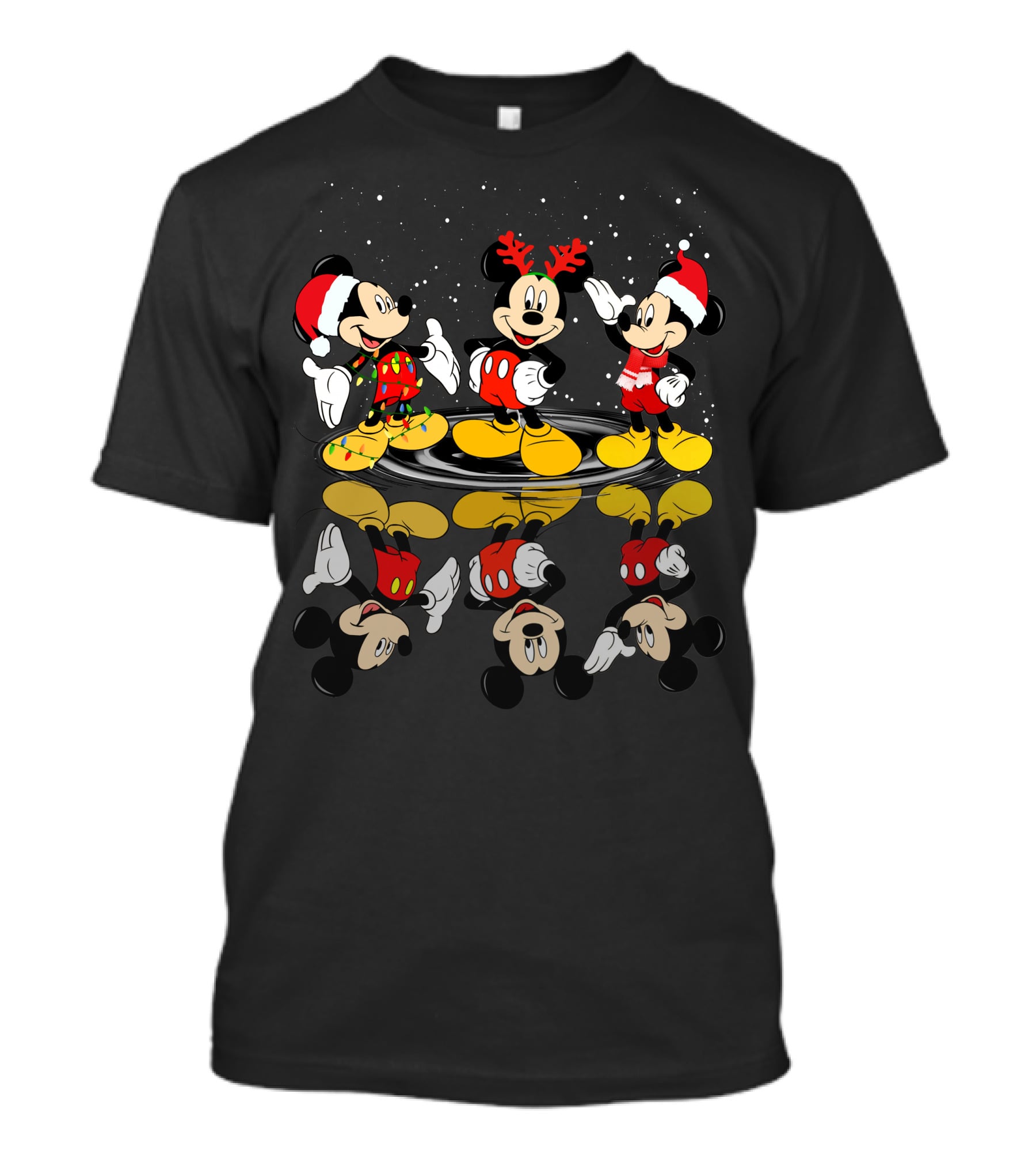 Mickey Mouse Christmas Santa Outfit Reflections T-Shirt