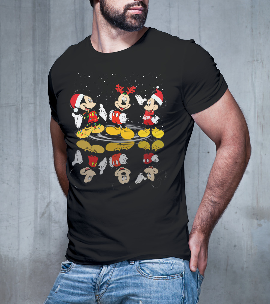 Mickey Mouse Christmas Santa Outfit Reflections T-Shirt