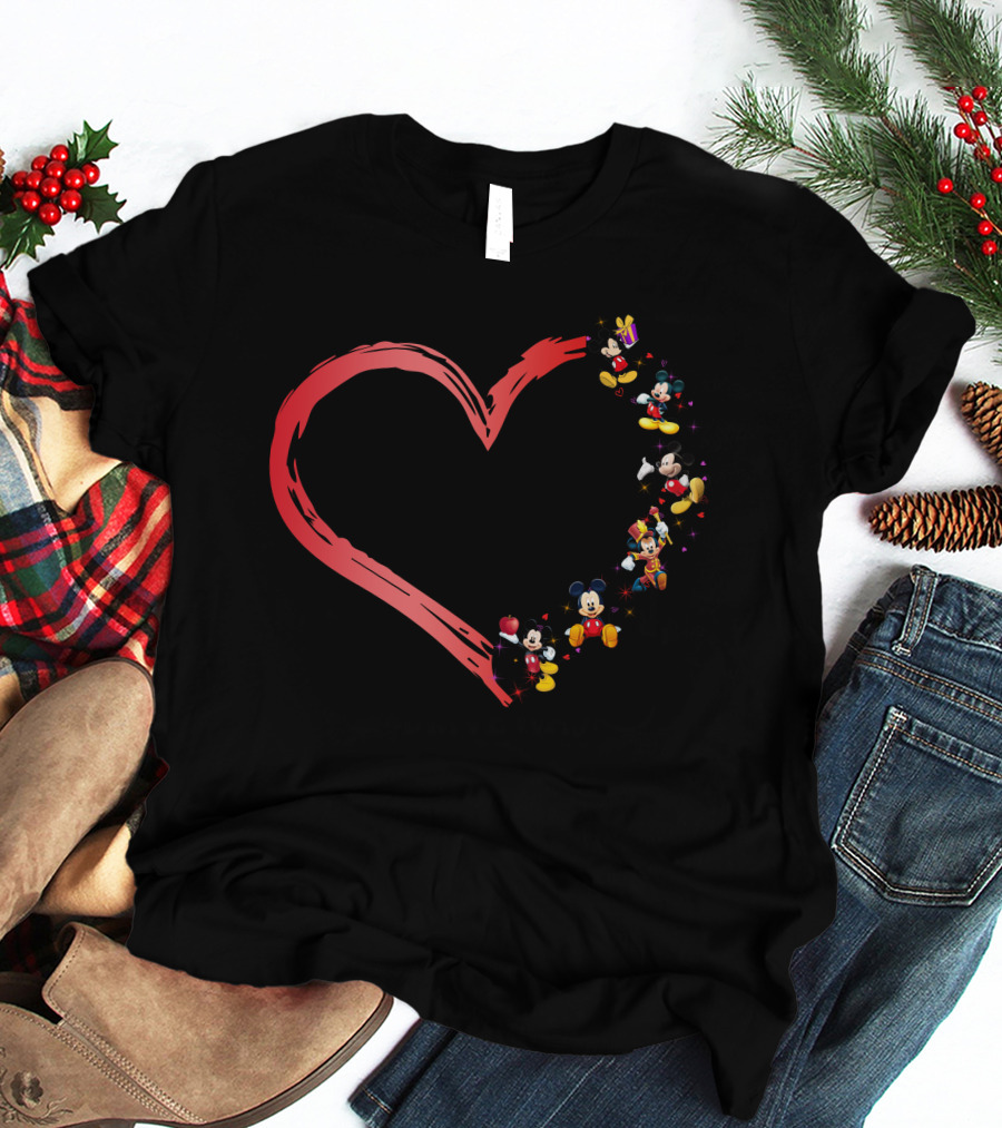 Mickey Mouse Heart Collage T-Shirt