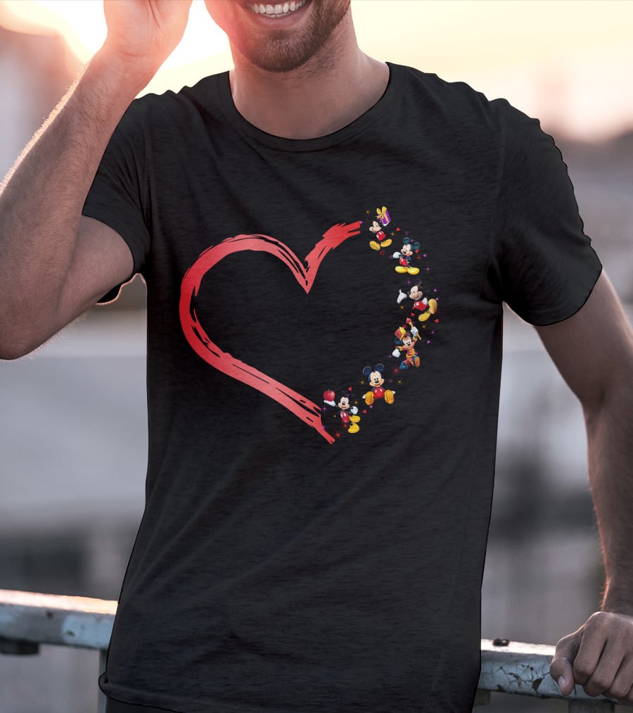 Mickey Mouse Heart Collage T-Shirt