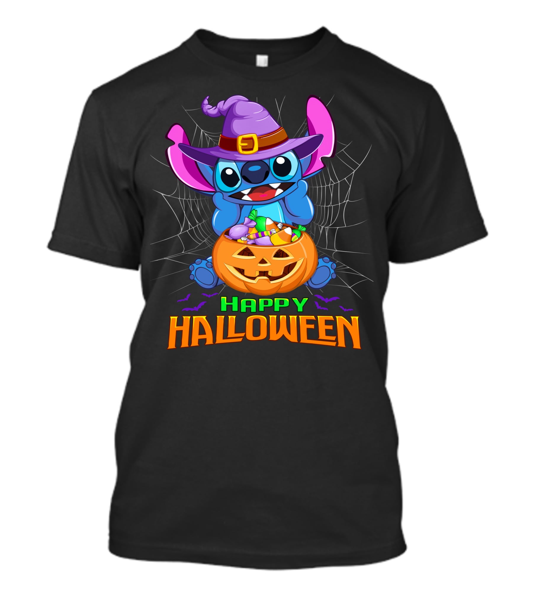 Happy Halloween Stitch Witch Costume Pumpkin Candy Basket T-Shirt