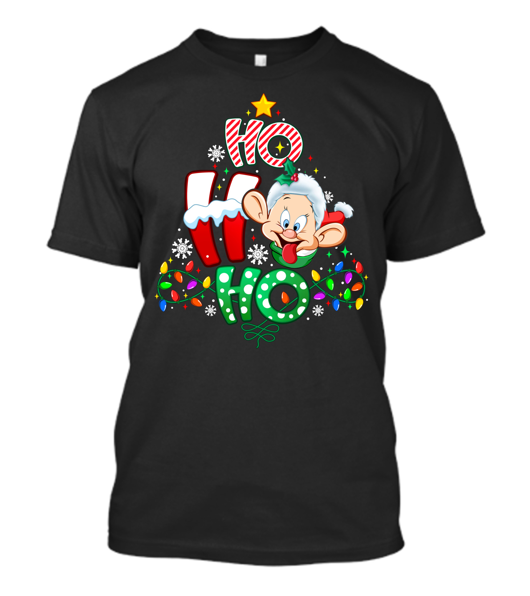 Dopey Ho Ho Ho Christmas Lights Snowflakes Holiday Cheer T-Shirt