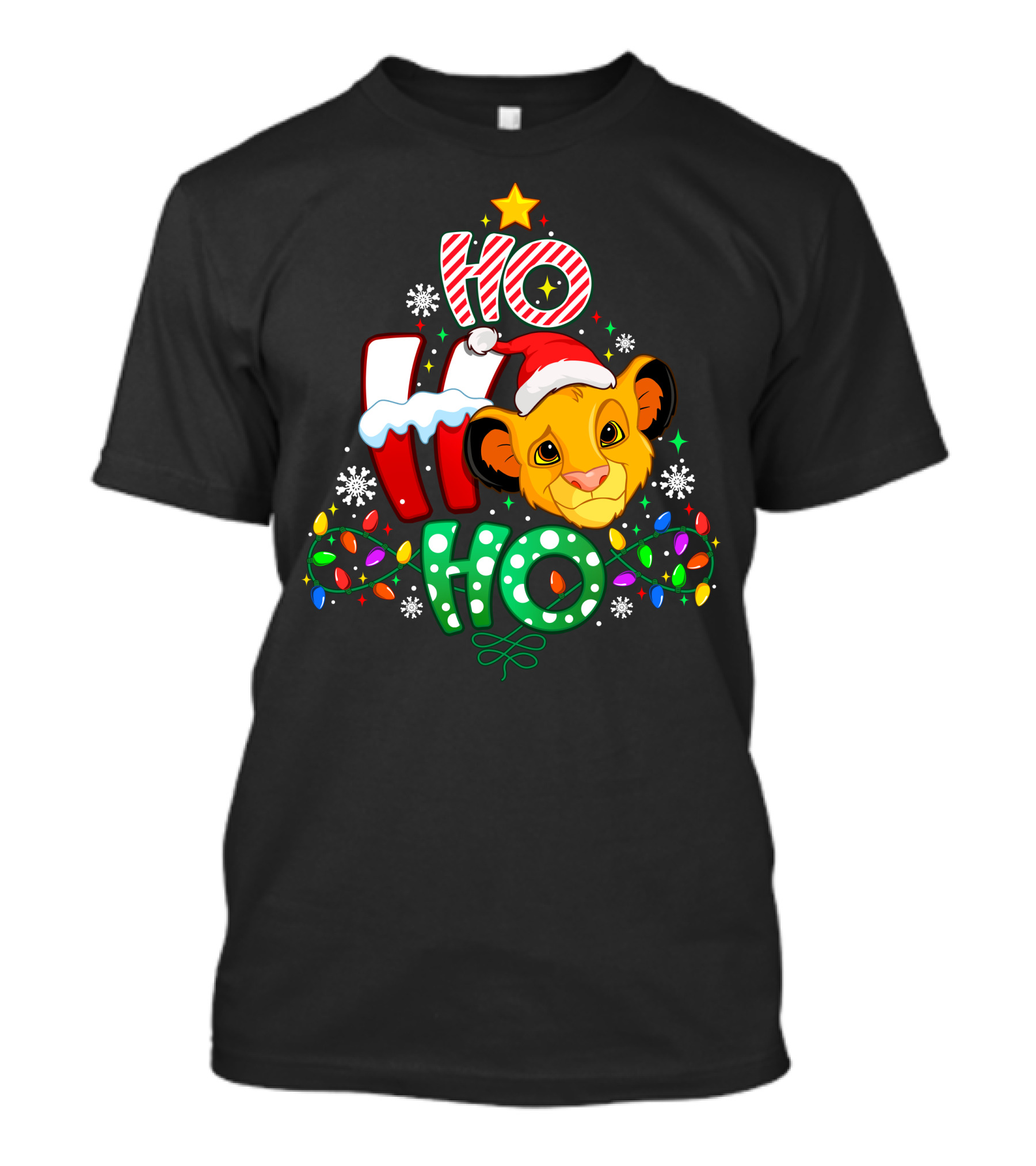 Ho Ho Ho Simba Christmas Lights Santa Hat T-Shirt