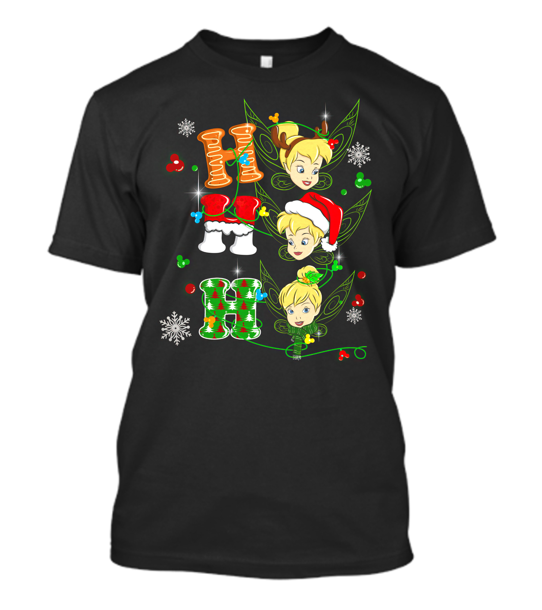 Tinker Bell Christmas Holiday Cheer With Gingerbread And Santa Hats T-Shirt