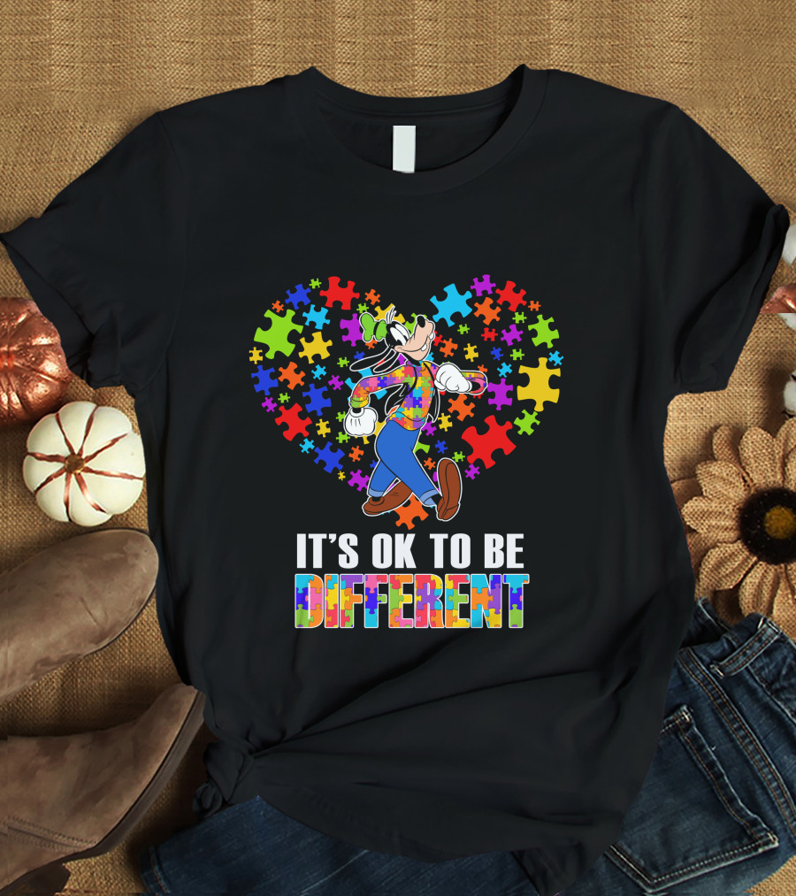 It's Ok To Be Different Goofy Puzzle Heart T-Shirt