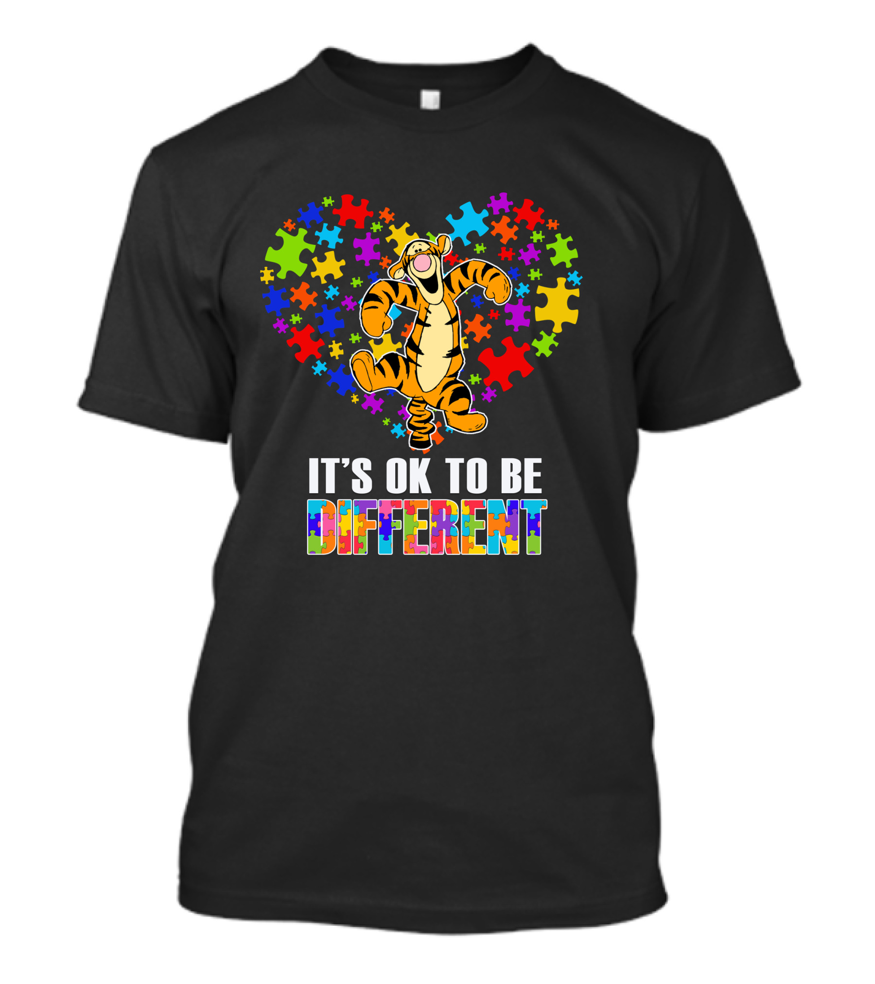 Tigger It's Ok To Be Different Puzzle Heart T-Shirt