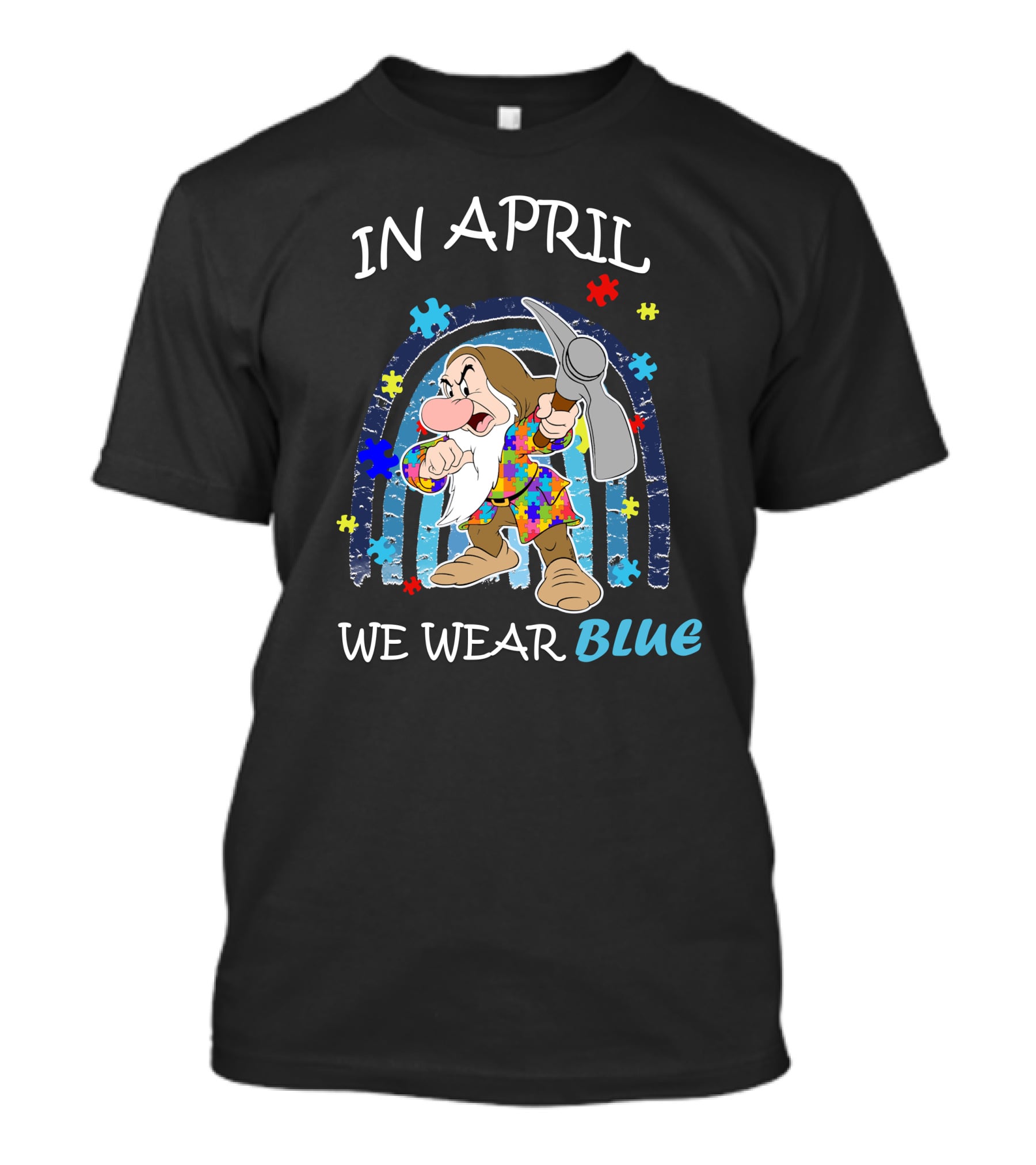 In April We Wear Blue Grumpy Puzzle Pieces T-Shirt