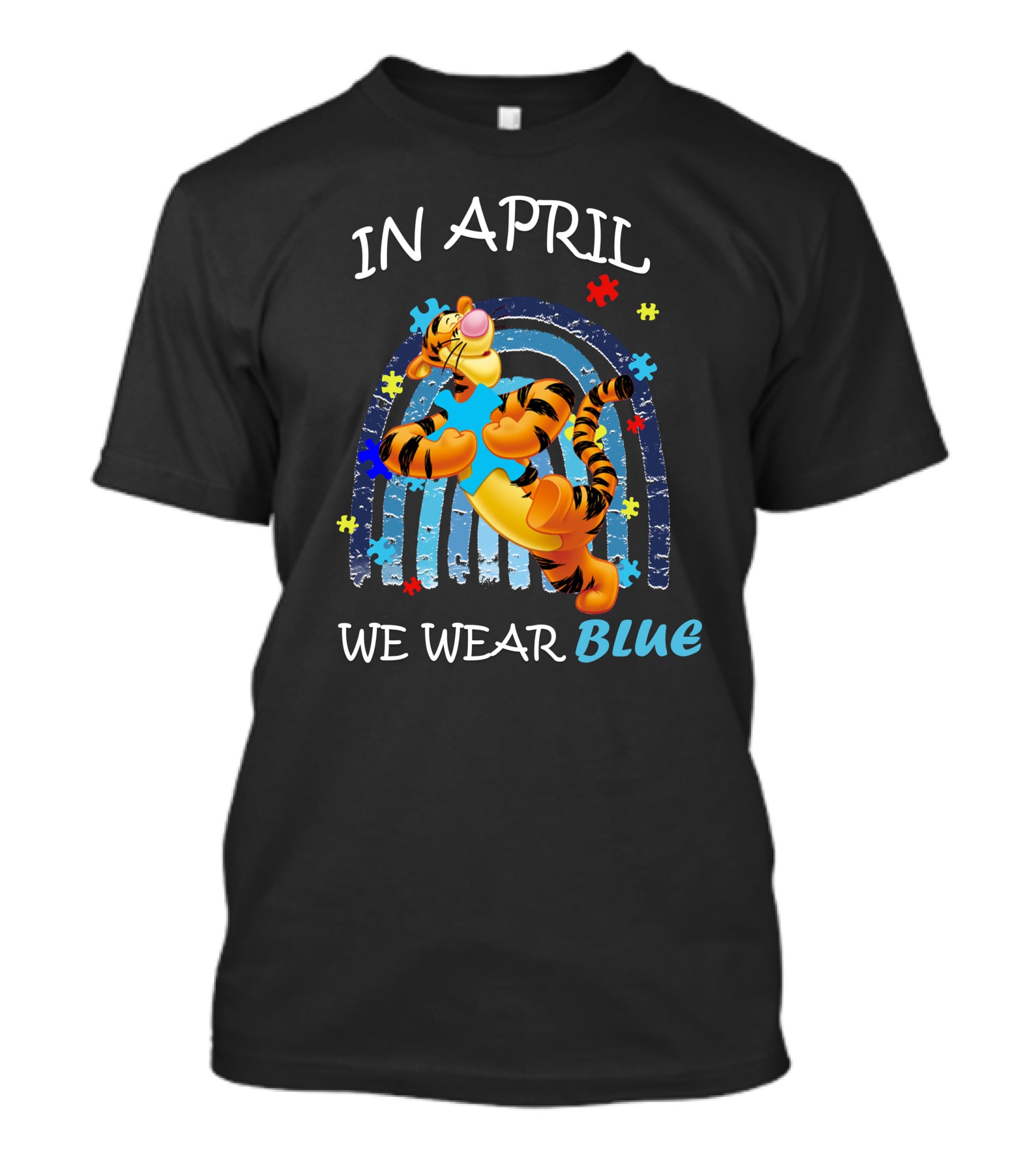 In April We Wear Blue Tigger Autism Awareness T-Shirt