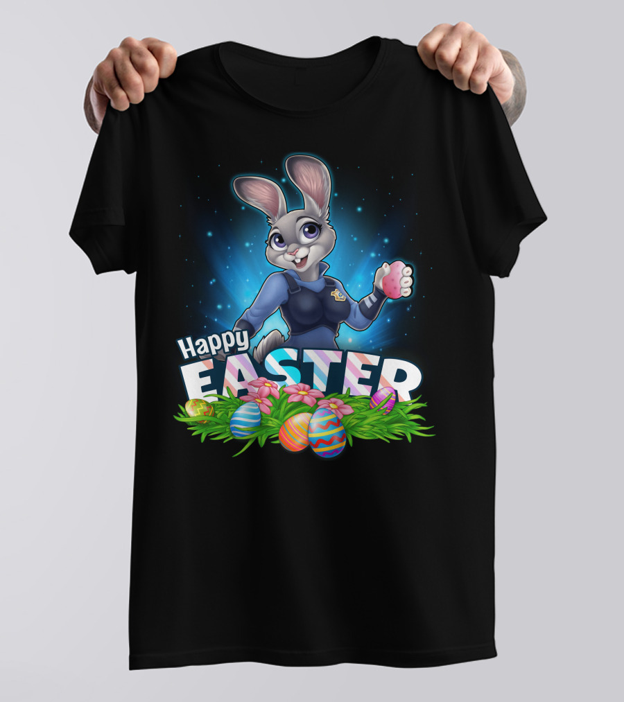 Happy Easter Judy Hopps With Colorful Easter Eggs T-Shirt