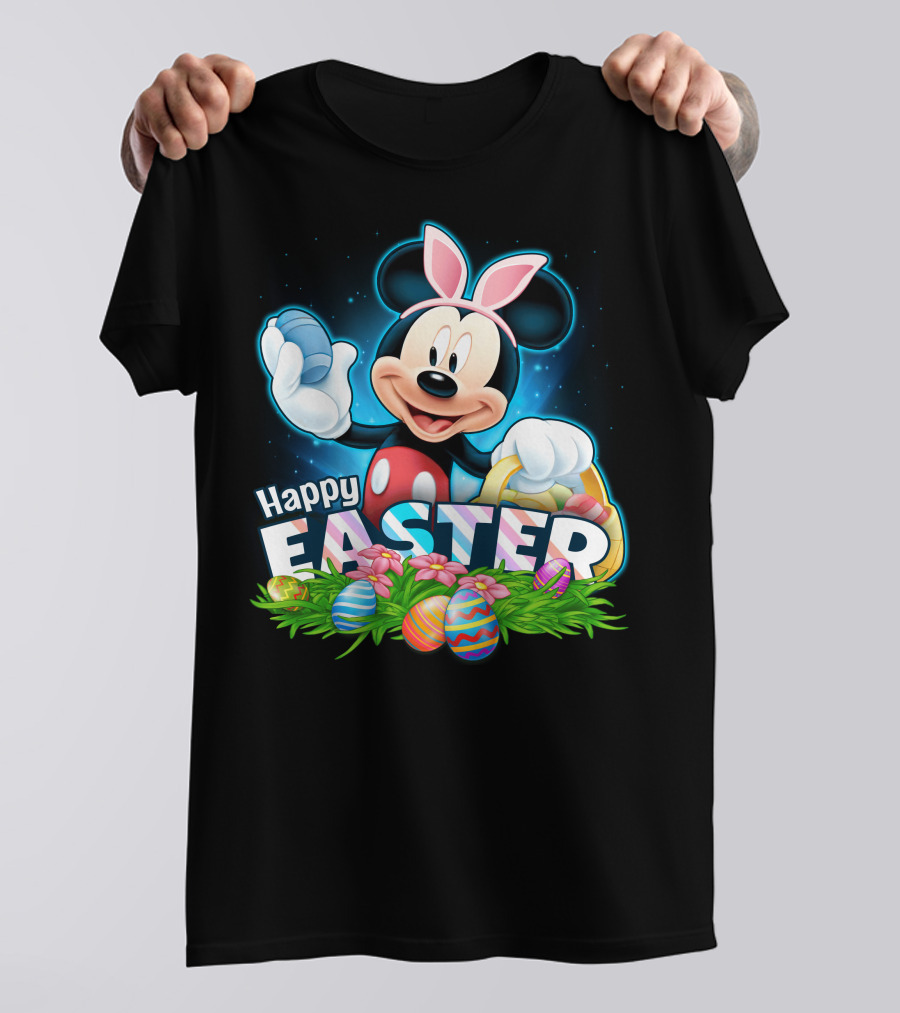 Mickey Mouse Happy Easter Bunny Ears Basket Eggs T-Shirt