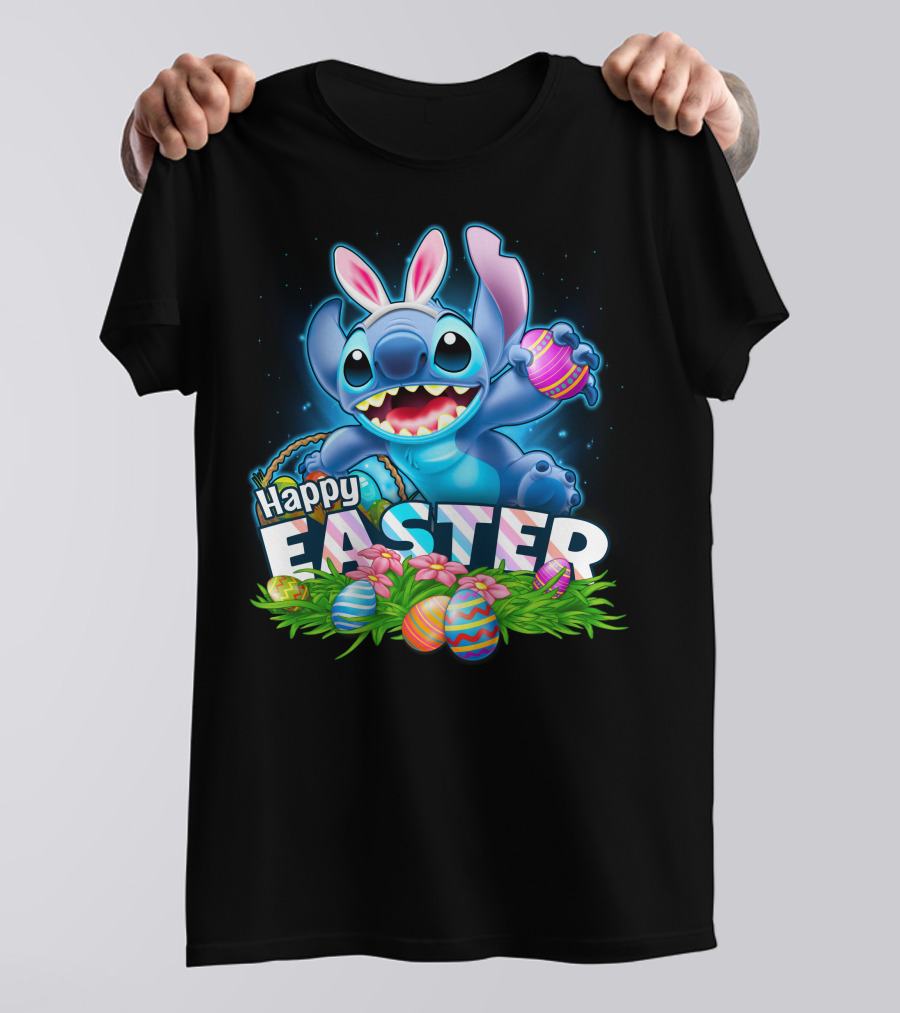 Happy Easter STITCH Easter Eggs Rabbit Ears T-Shirt