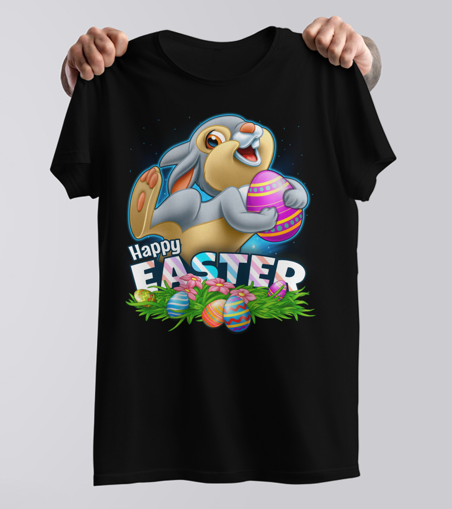 THUMPER Happy Easter Colorful Eggs And Bunny T-Shirt