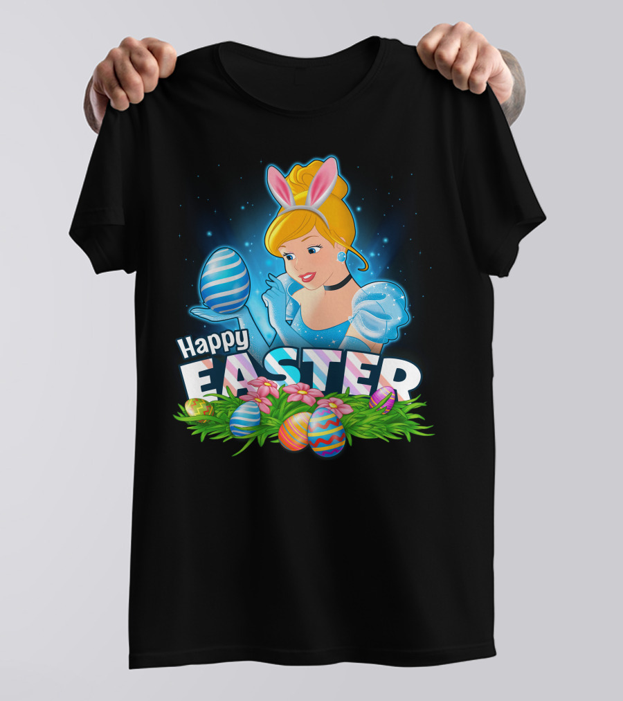 Cinderella Happy Easter Colorful Eggs And Bunny Ears T-Shirt