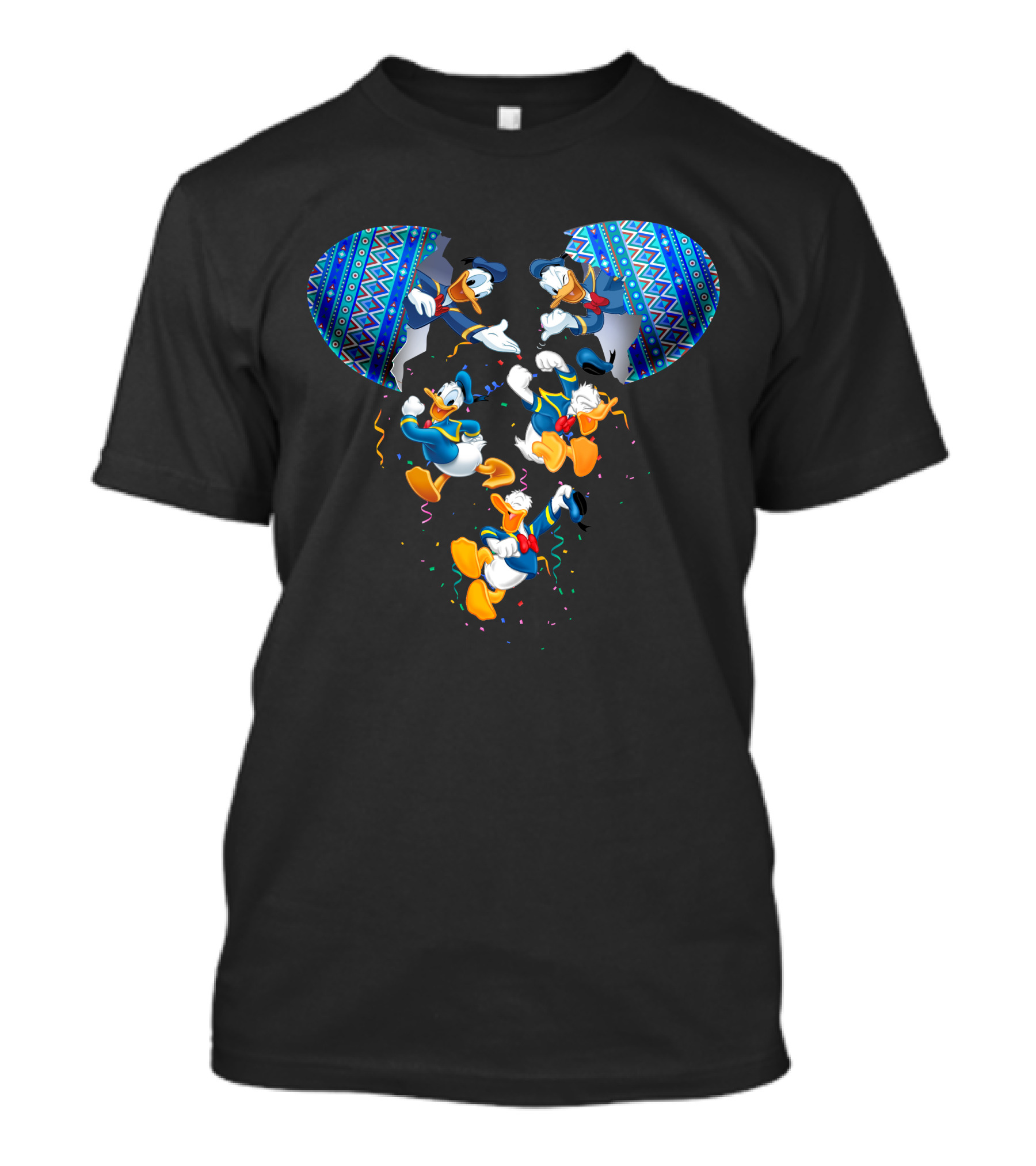 Donald Duck Mickey Mouse Head Pattern Celebration T-Shirt