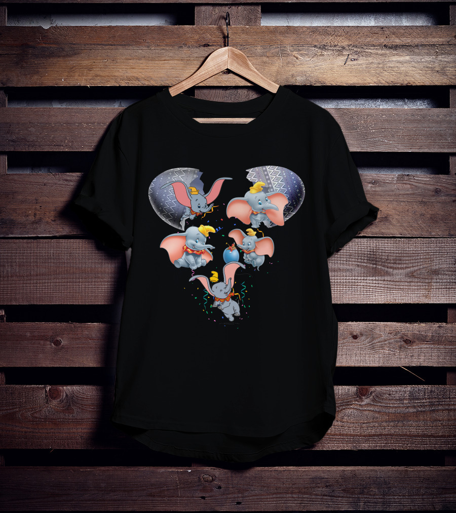 Dumbo Heart-Shaped Celebration With Confetti And Blue Balloon T-Shirt
