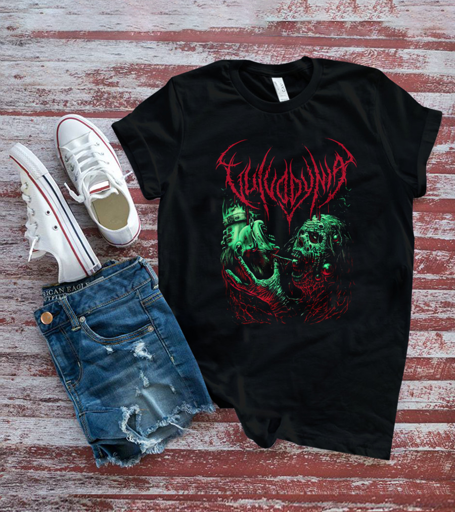 Vulvodynia Zombie Horror Art Blood Red And Green Helmet Creature T-Shirt