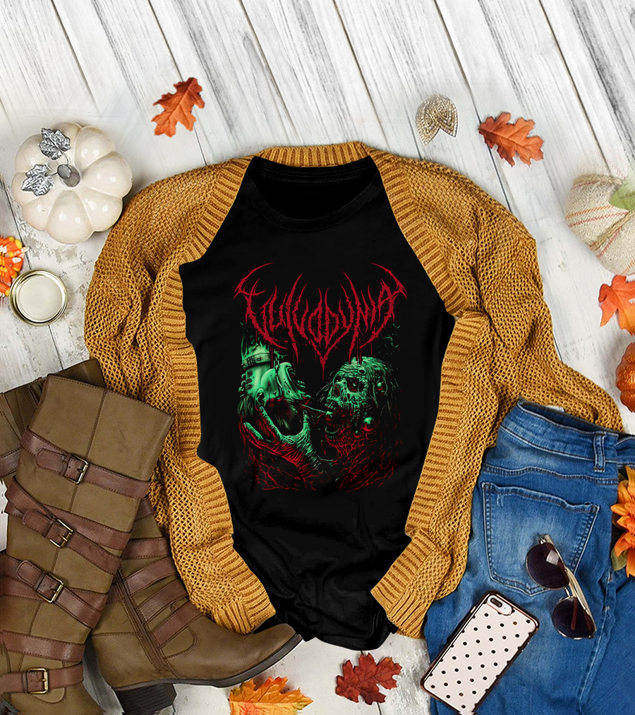 Vulvodynia Zombie Horror Art Blood Red And Green Helmet Creature T-Shirt