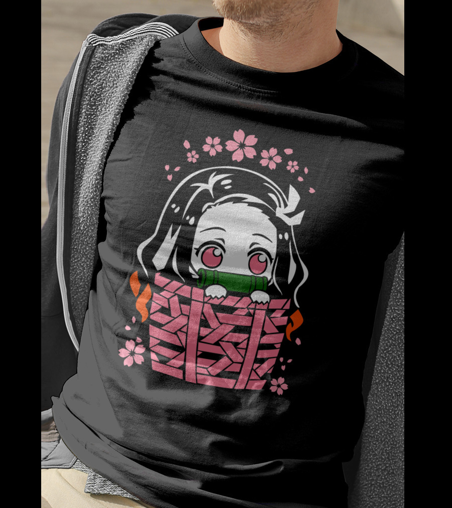 Nezuko Kamado Kimetsu No Yaiba Essentiel Cute Floral Basket T-Shirt
