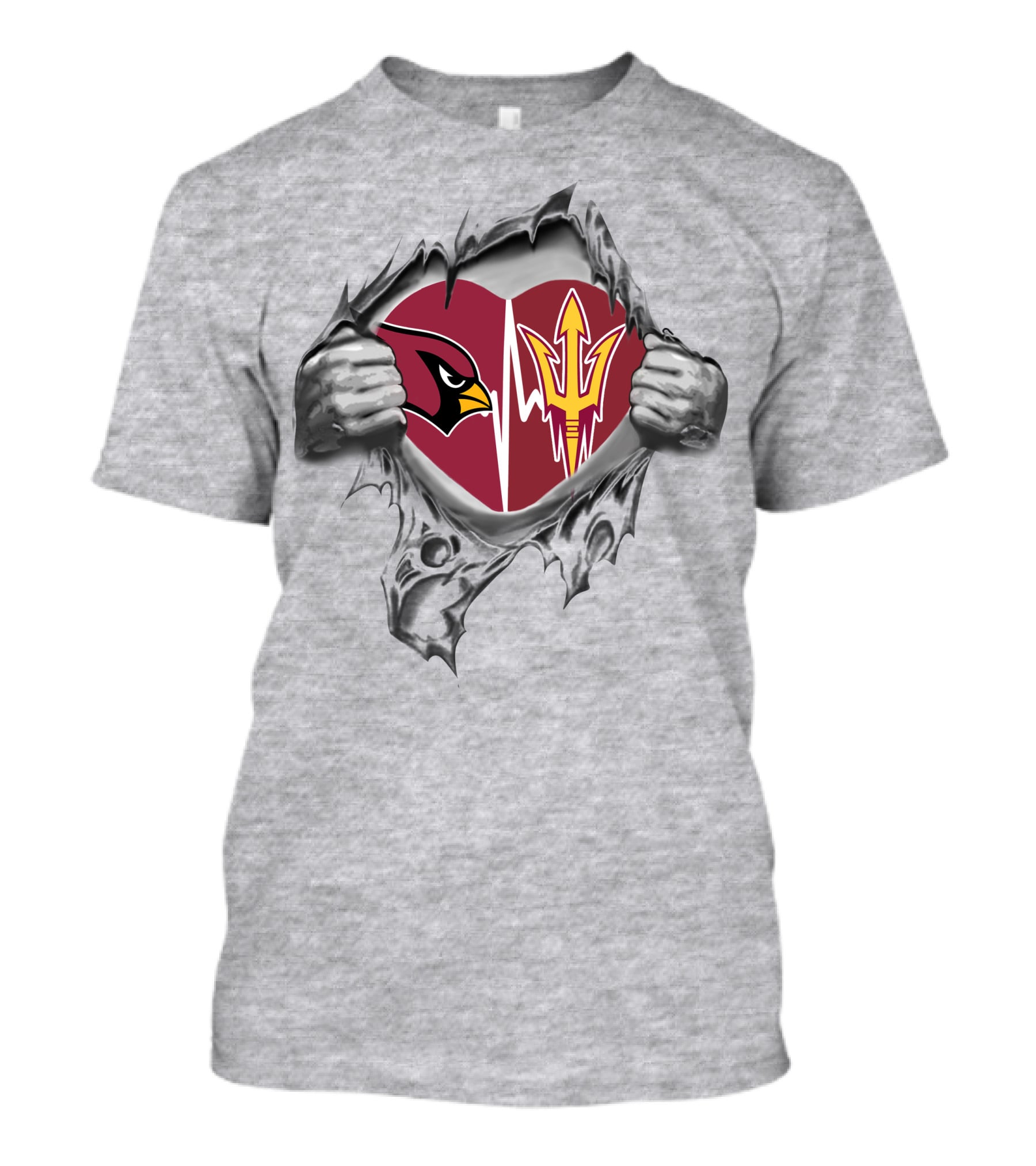 Arizona Cardinals And Arizona State Sun Devils Heartbeat Passion T-Shirt