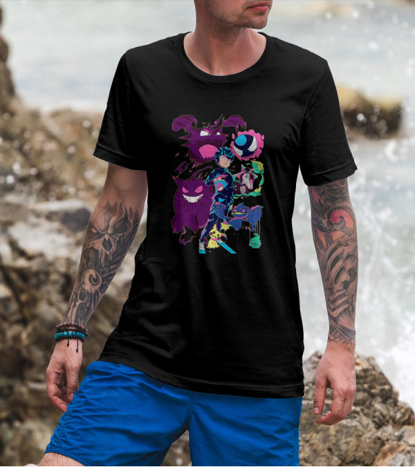 Jelly89 Limitee Pokemob Anime Character With Ghostly Creatures T-Shirt