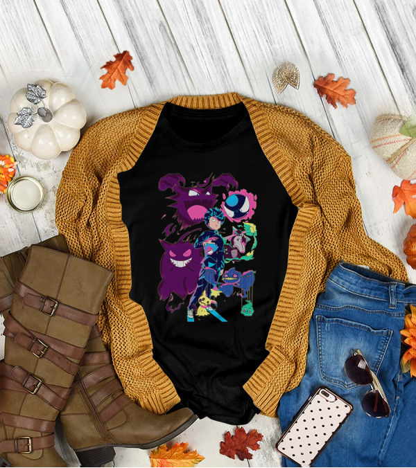 Jelly89 Limitee Pokemob Anime Character With Ghostly Creatures T-Shirt