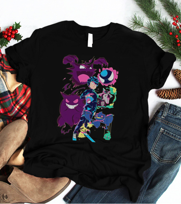 Jelly89 Limitee Pokemob Anime Character With Ghostly Creatures T-Shirt