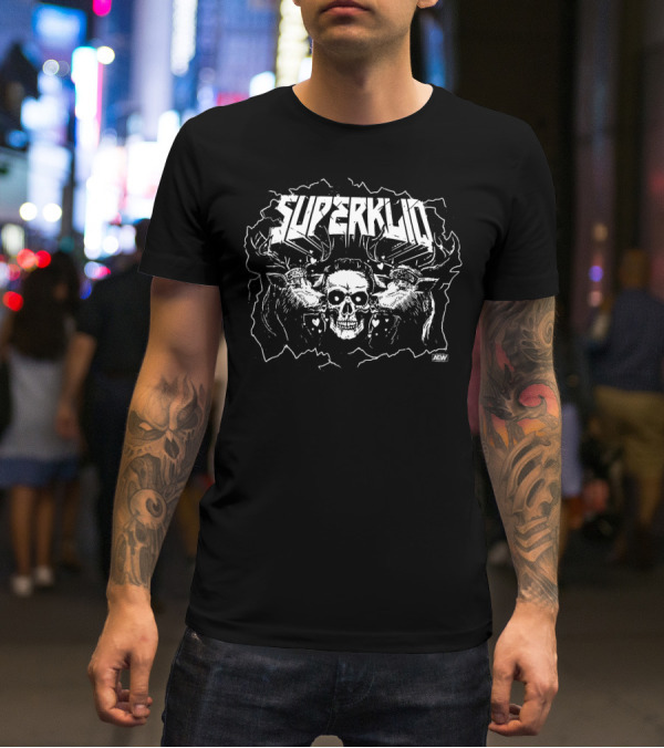 SUPRKLIQ AEW Superkliq Kiss Of Death Skull And Antlers T-Shirt
