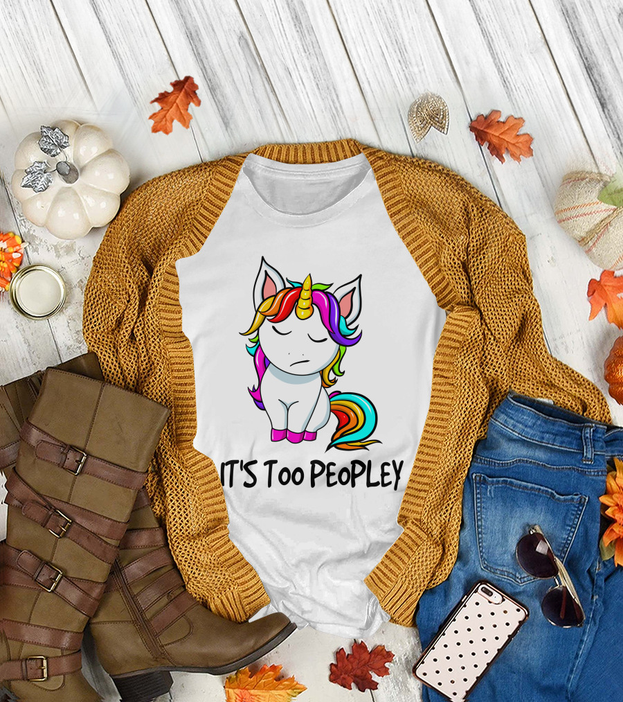IT'S TOO PEOPLEY Unicorn Rainbow Mane Image T-Shirt