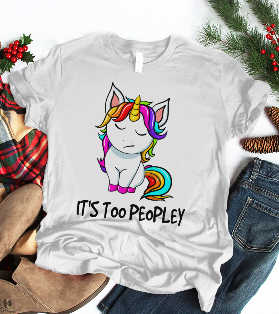 IT'S TOO PEOPLEY Unicorn Rainbow Mane Image T-Shirt