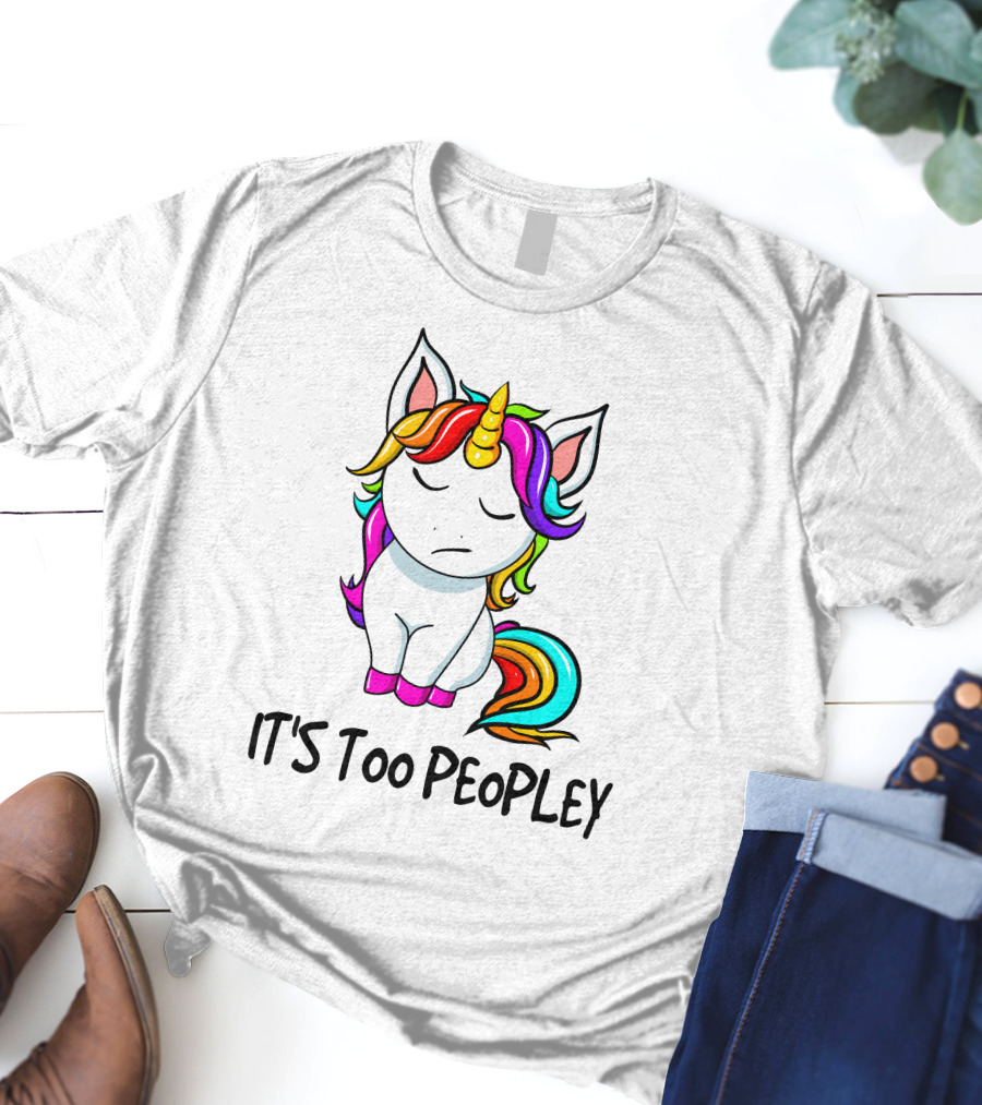 IT'S TOO PEOPLEY Unicorn Rainbow Mane Image T-Shirt