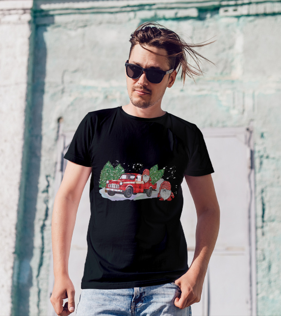 Christmas Tree Farm Red Pickup With Gnomes T-Shirt