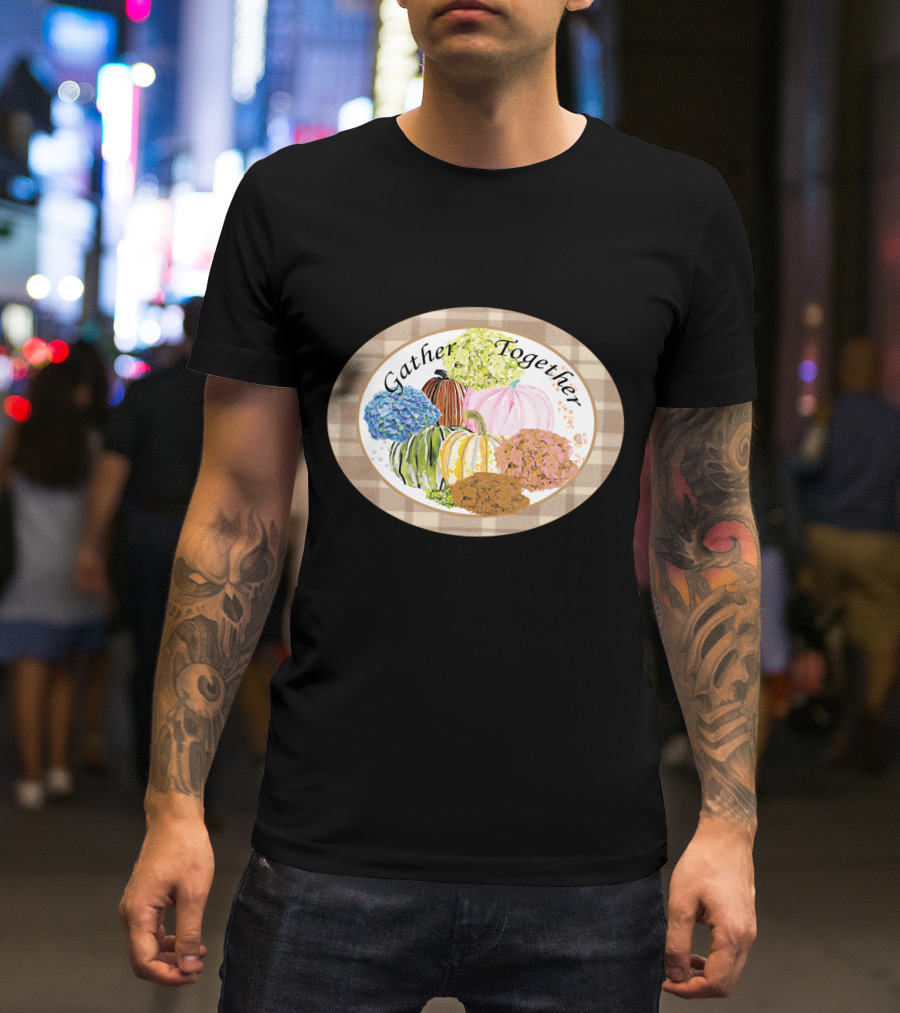 Gather Together Pumpkin Plaid Thanksgiving T-Shirt
