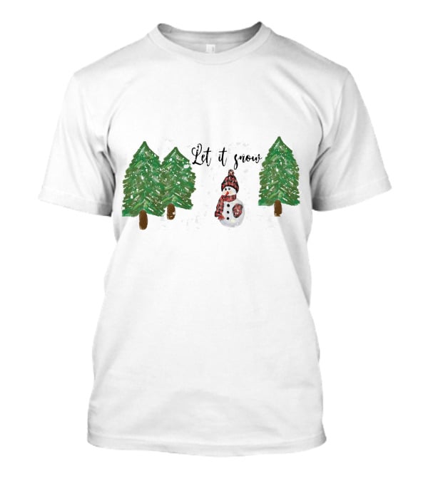 Let It Snow Watercolor Snowman And Pine Trees T-Shirt