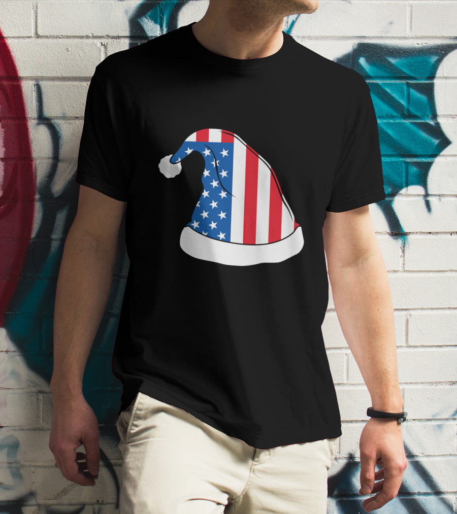 USA Flag Santa Hat Christmas Hat T-Shirt