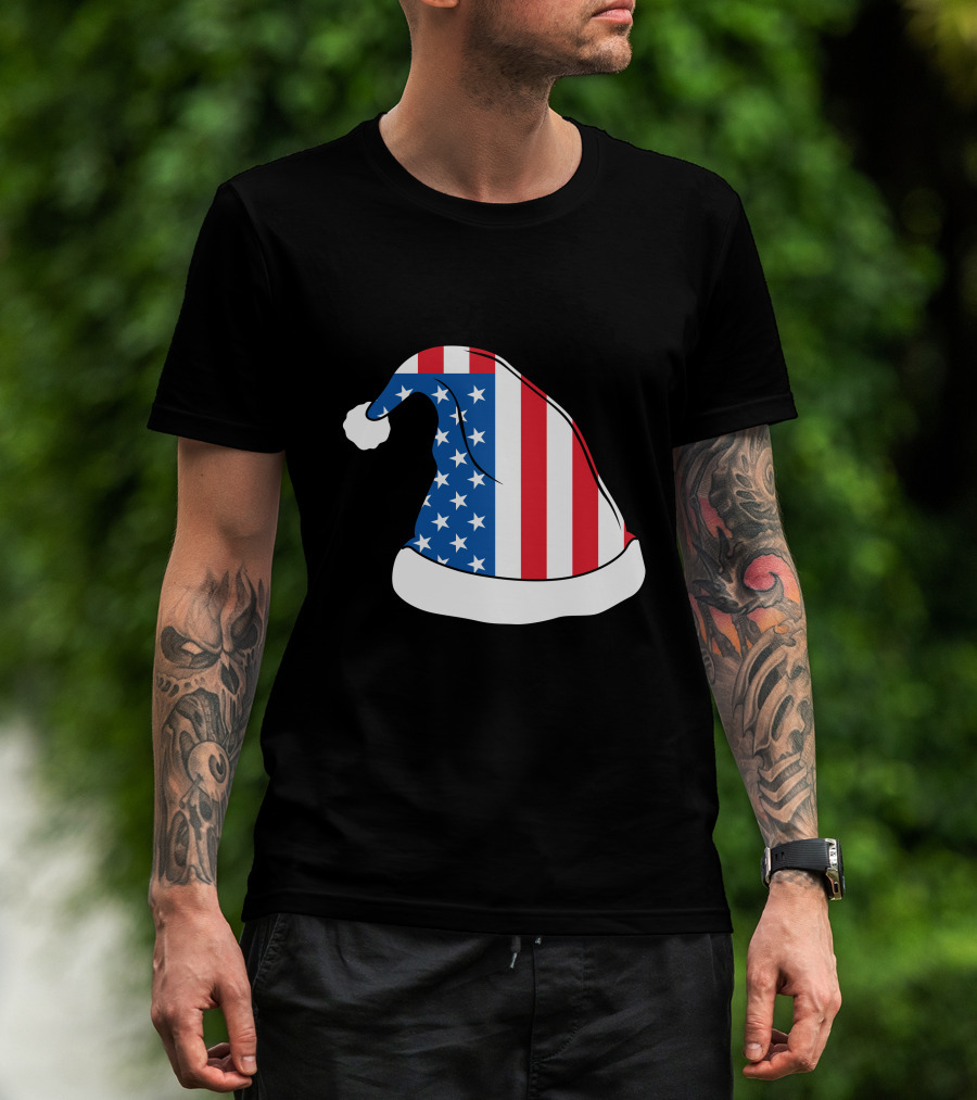 USA Flag Santa Hat Christmas Hat T-Shirt