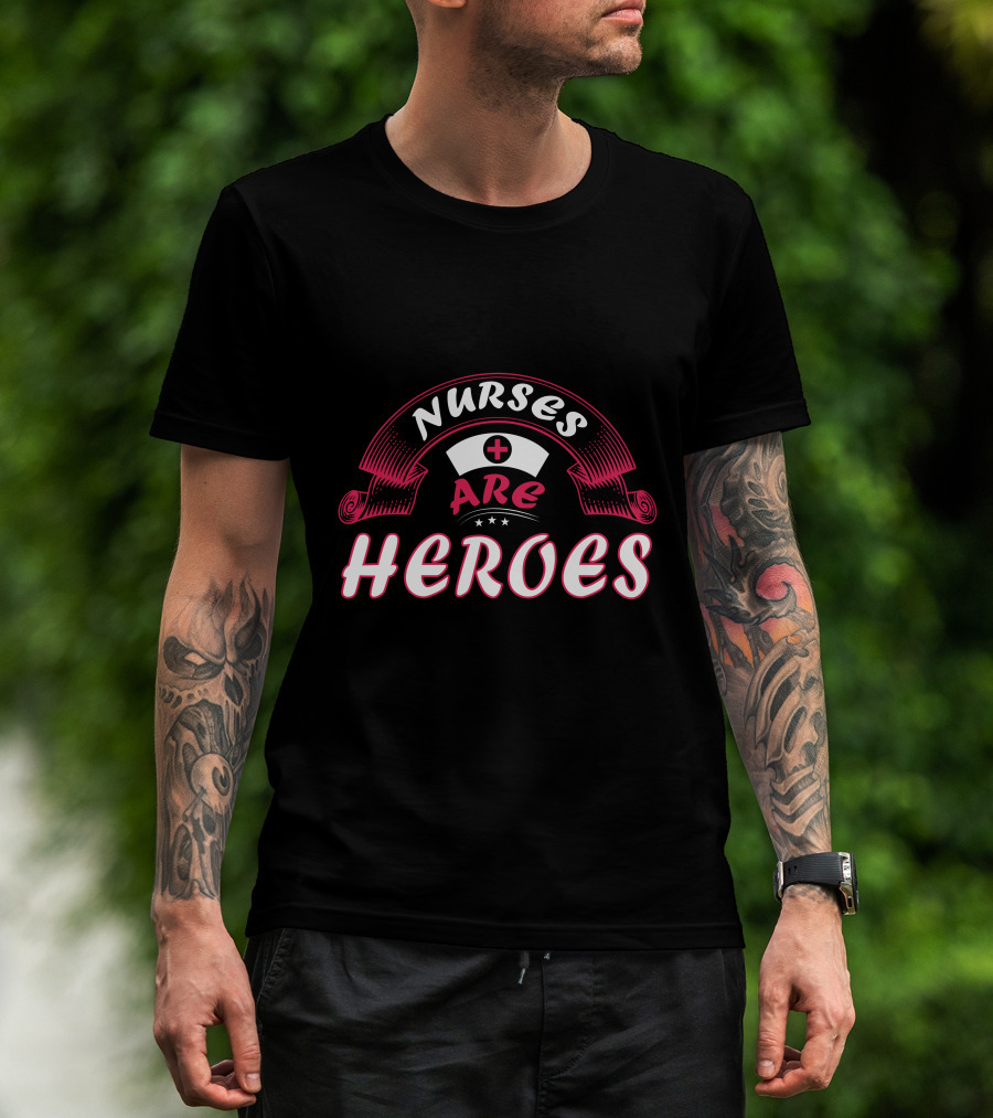 Nurses Are Heroes Red Cross Nurse Hat T-Shirt