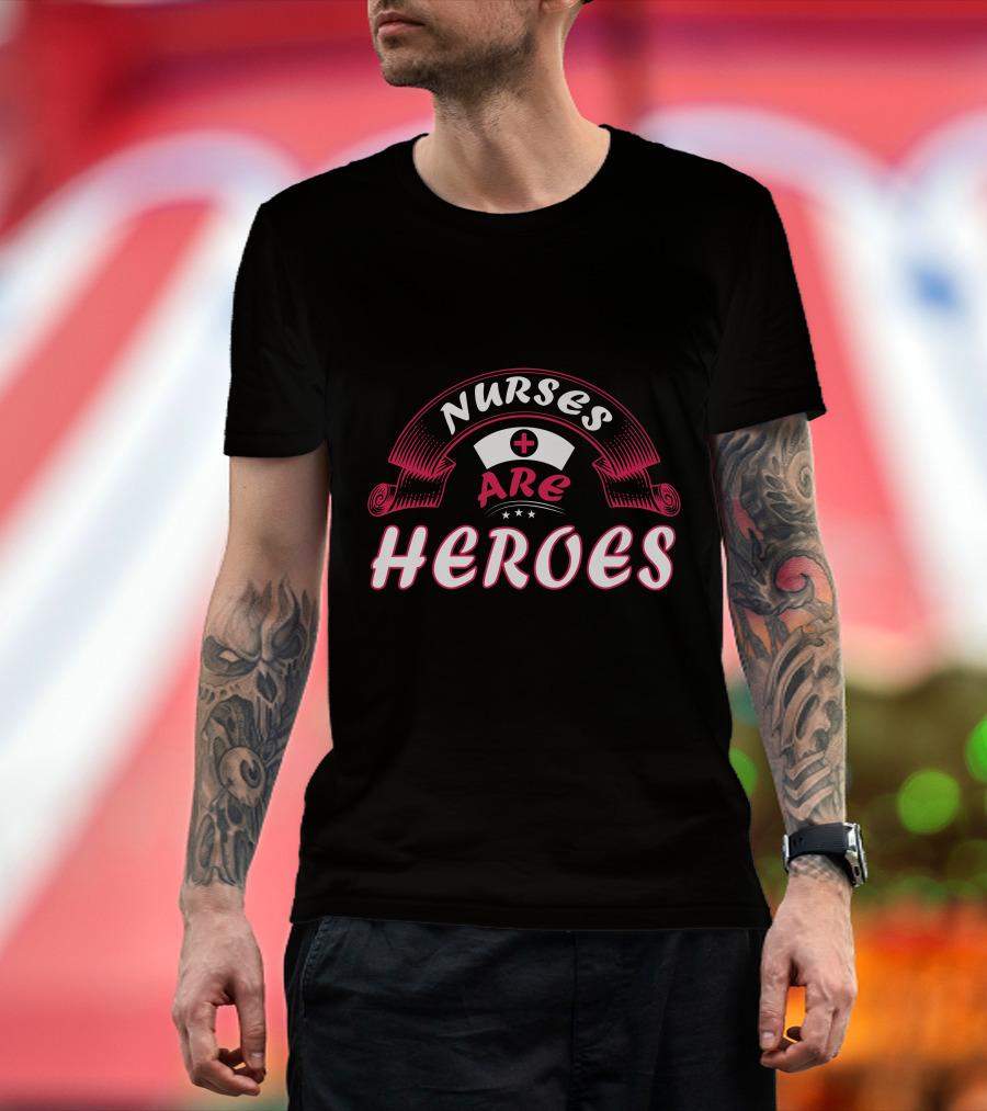 Nurses Are Heroes Red Cross Nurse Hat T-Shirt