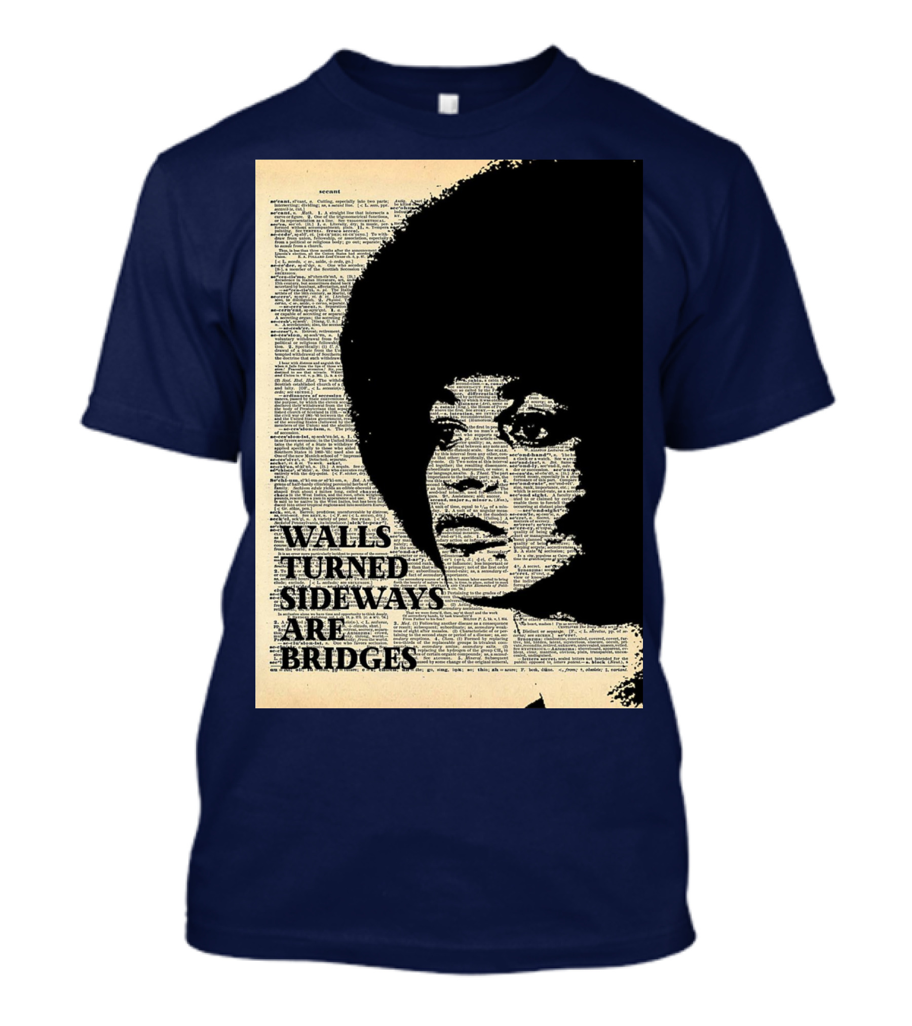 Angela Davis Walls Turned Sideways Are Bridges Vintage Print T-Shirt