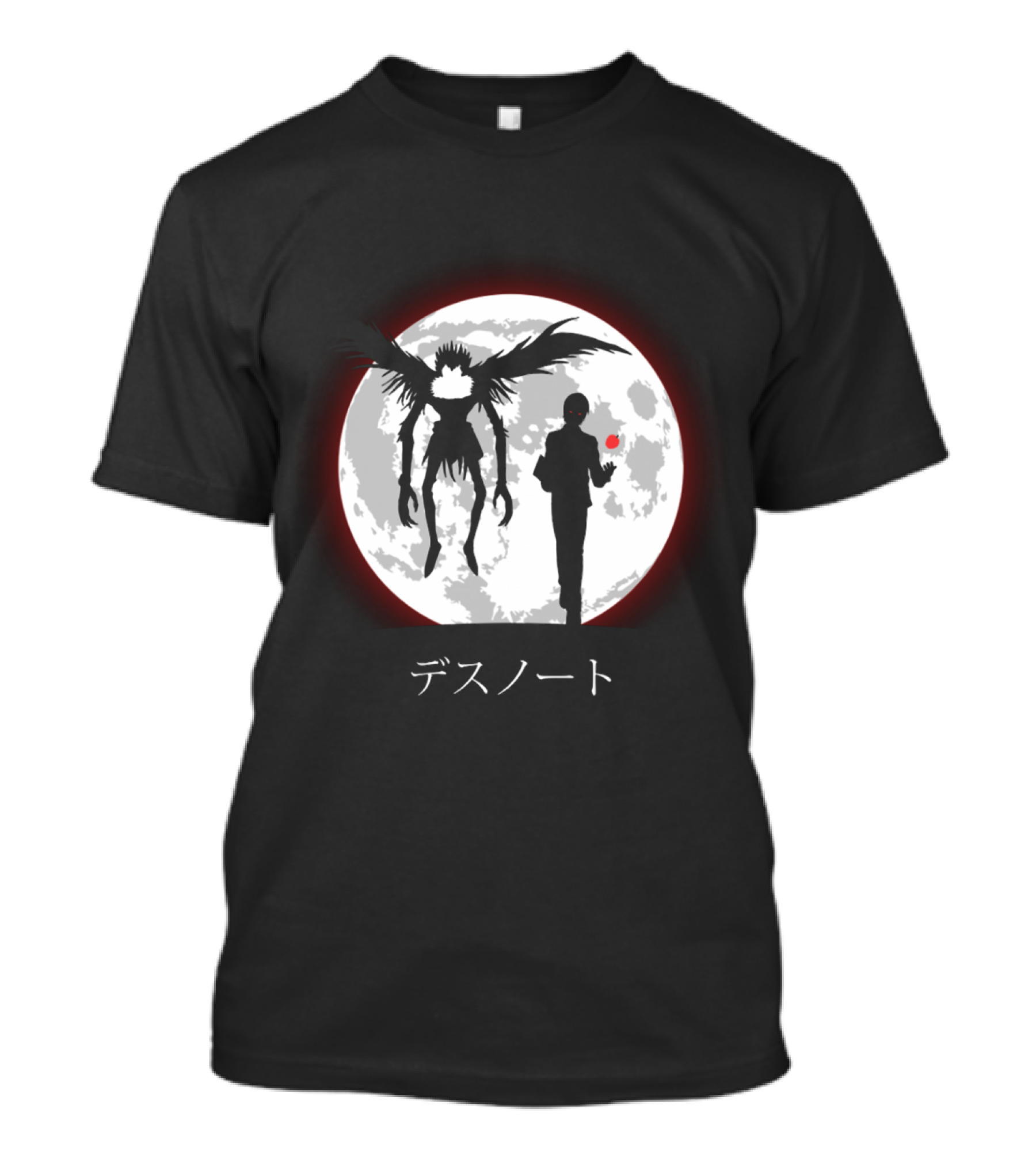 Death Note L Ryuk Silhouette Full Moon Japanese Characters T-Shirt