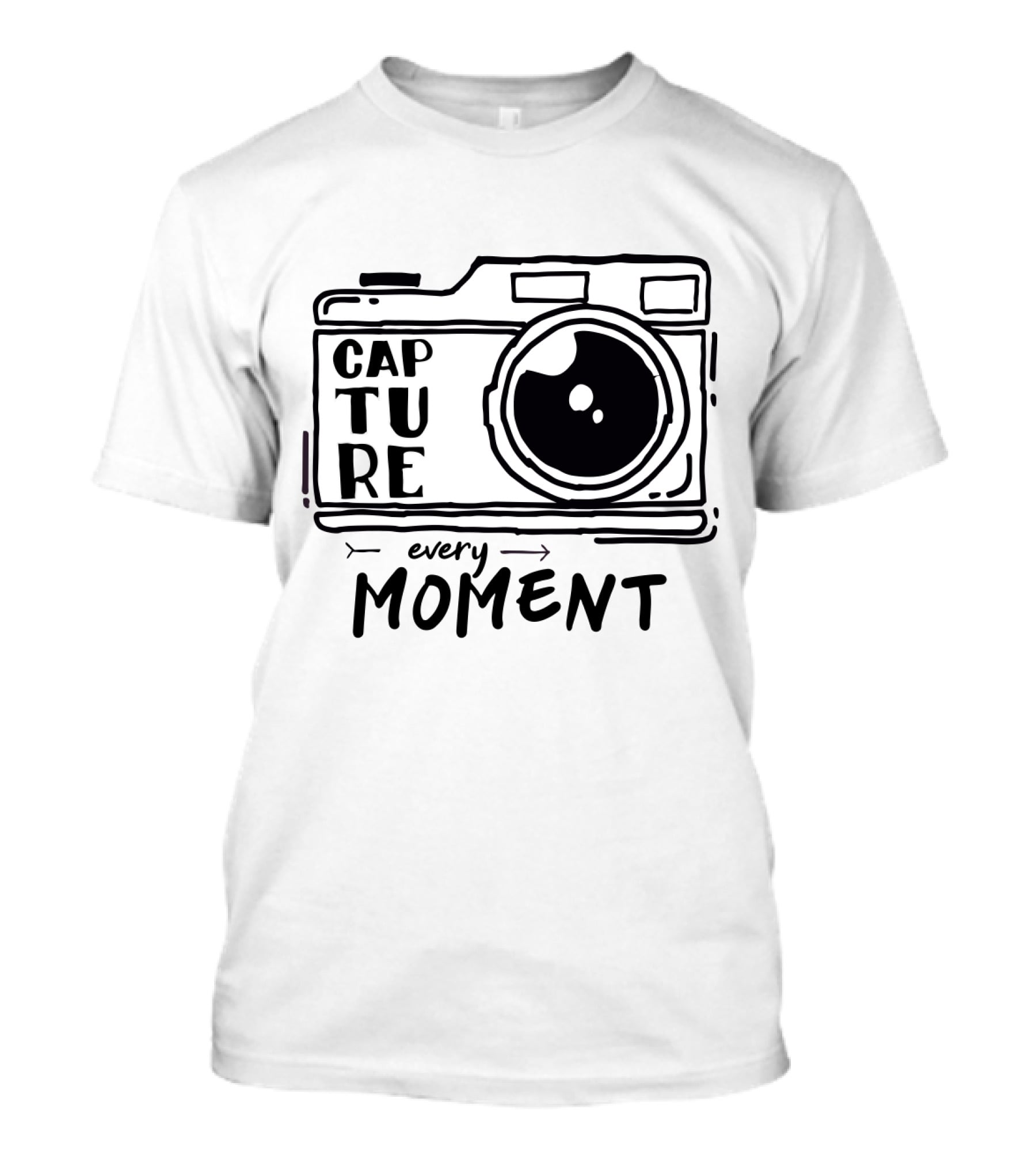 Capture Every Moment Camera Drawing Typography T-Shirt